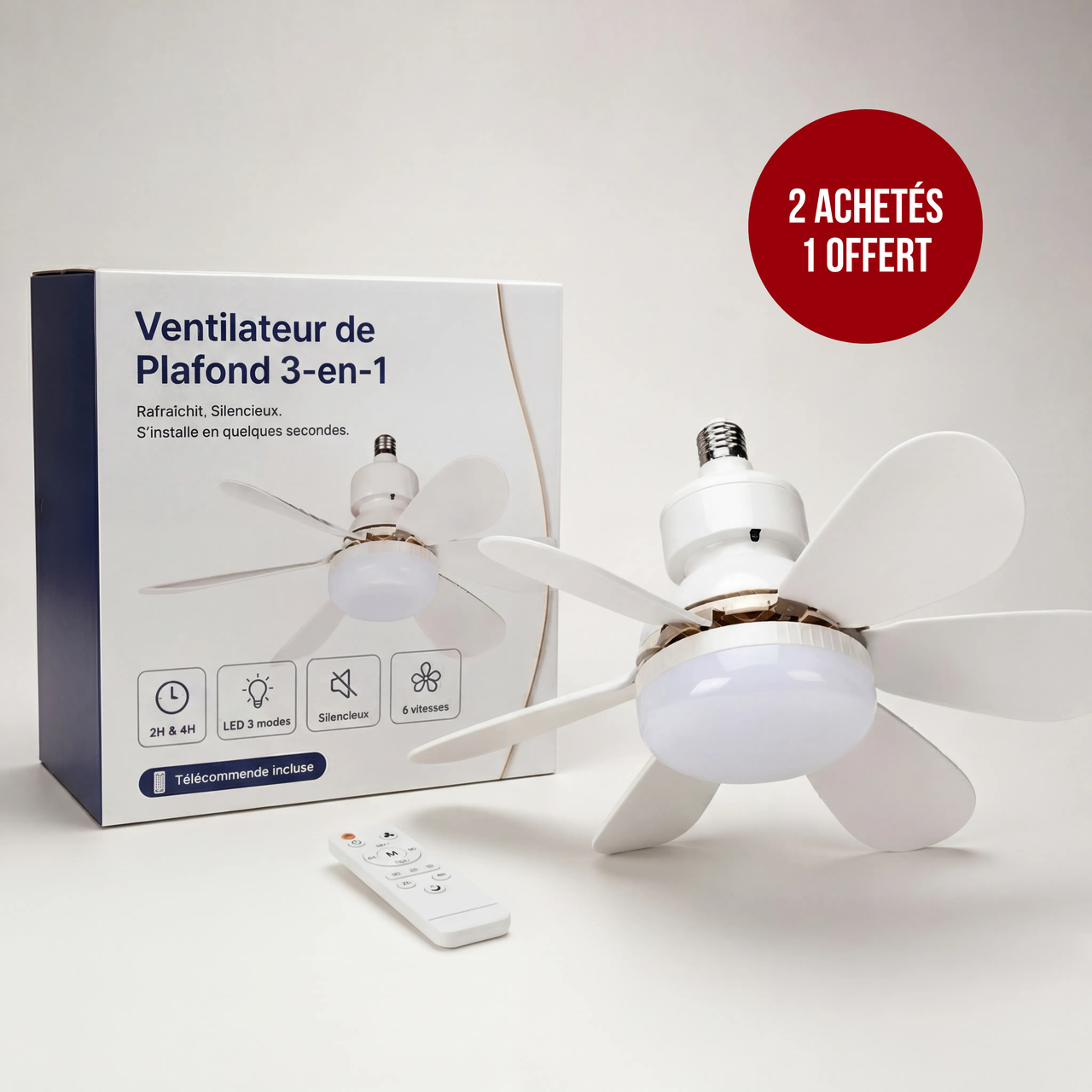 Plafonnier LED Silencieux 3-en-1